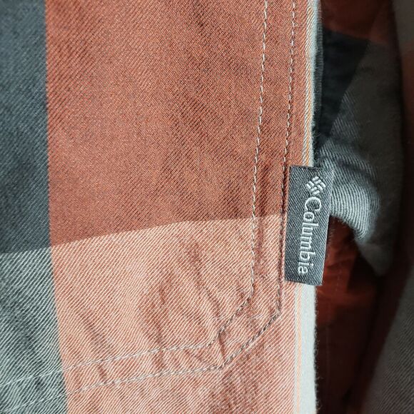 Columbia Mens Shirt Medium Out and Back II Orange Plaid Button Down Long Sleeve - Picture 8 of 11